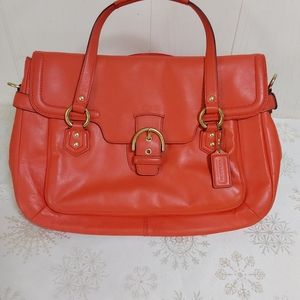 Coach Campbell orange leather Eva flap satchel(missing shoulder strap)